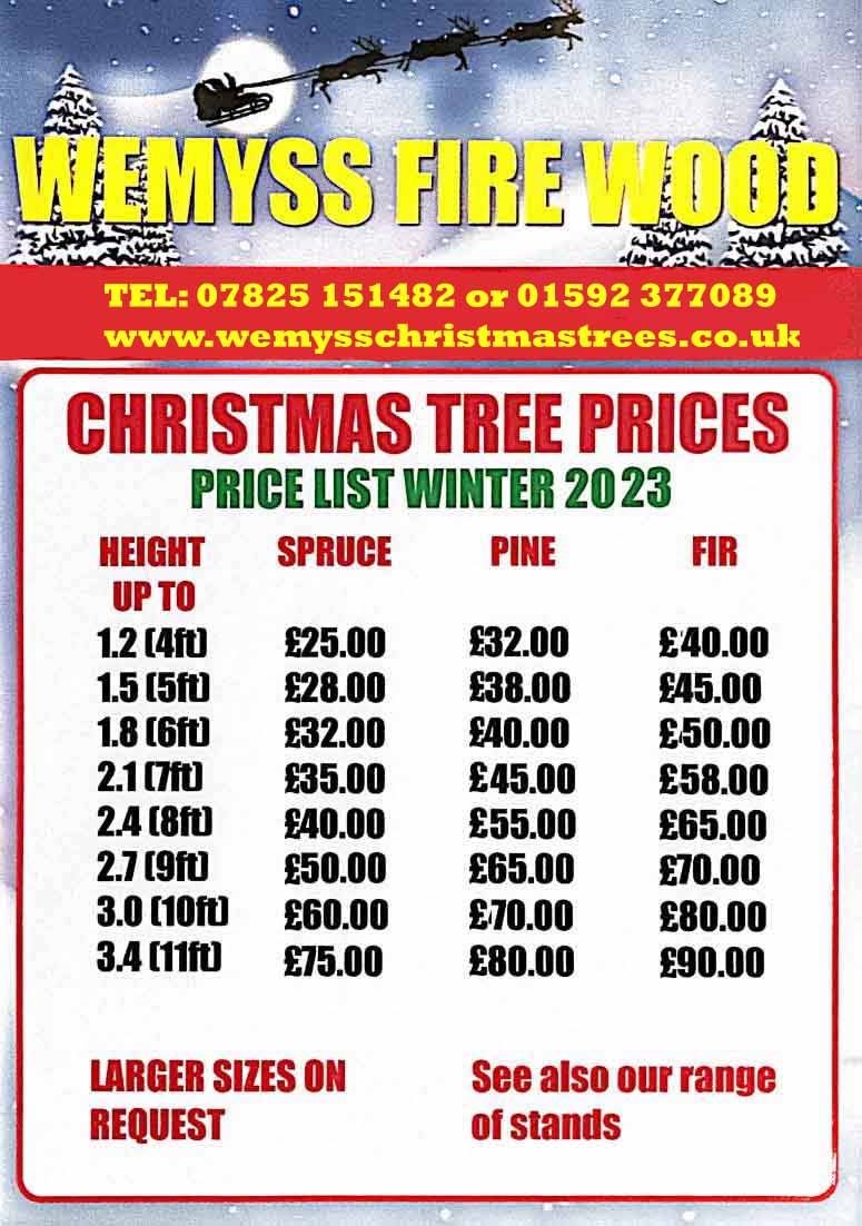 Wemyss Christmas Tree Price List for 2023